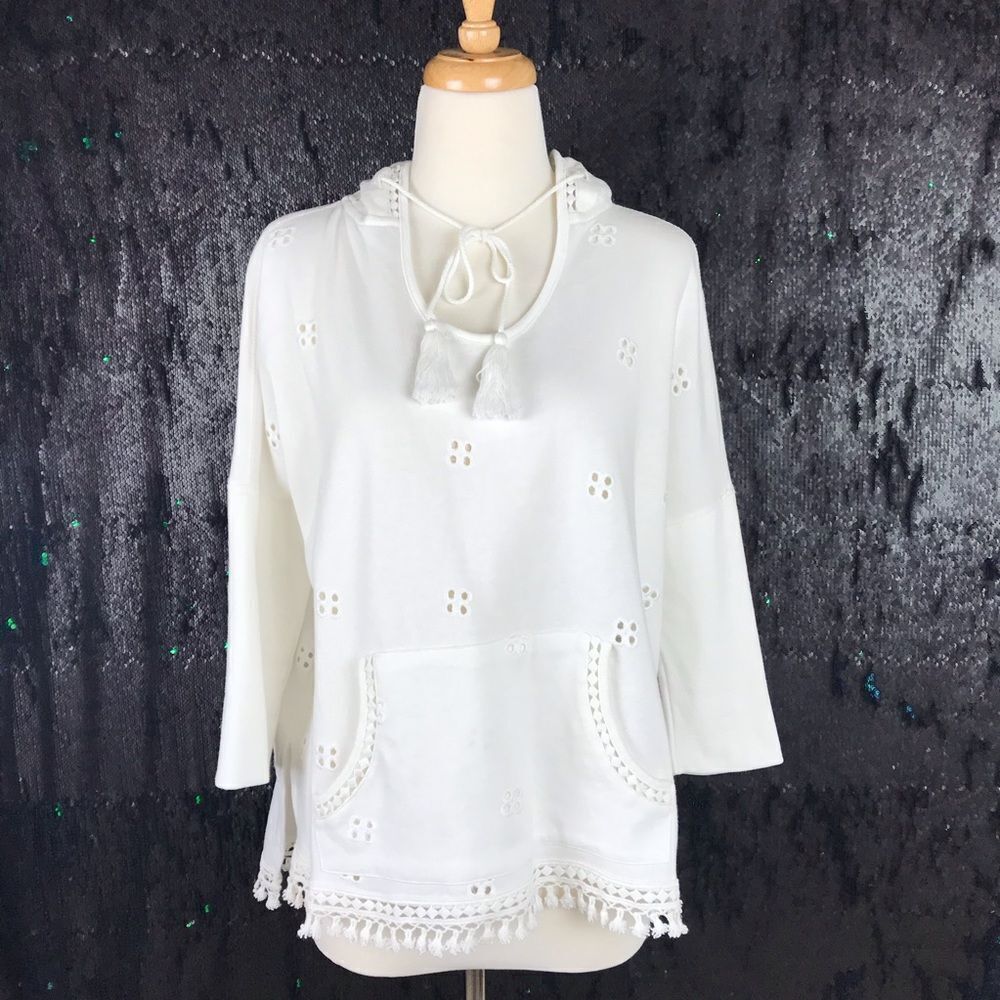 Anthropologie lilka white hoodie sweatshirt
